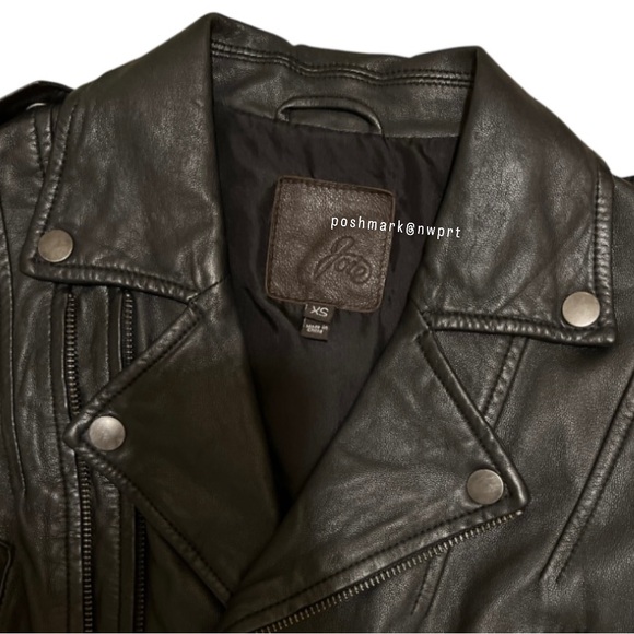 JOIE Dolores Moto Crop Leather Zip-Up Jacket Black Lamb Lambskin XS 0 00 - Picture 6 of 16